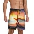 thumbnail image 3 of Rocae Starfish Sunset Sea Beach for Men's Soft Sleep Pajama Shorts, Waistband and Pockets, 3 of 9