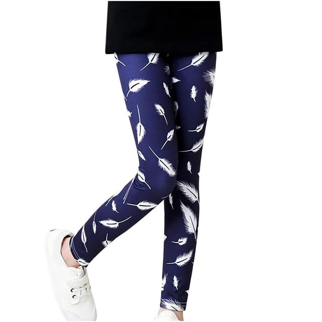 Leggings pour Filles 2-14 Ans Pantalons Courts Basiques Imprimés Extensibles Doux Multicolores