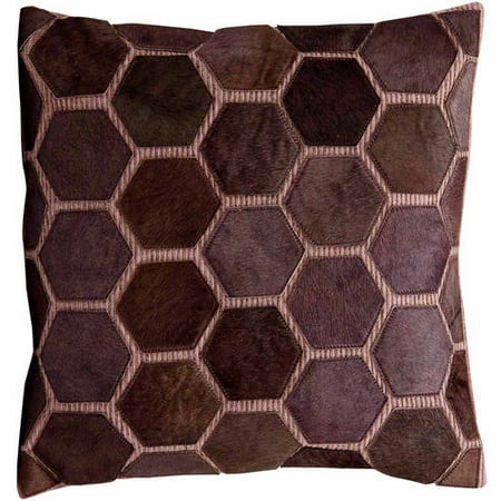 Decorative Natural Leather Hide Pillow by Nourison