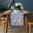 thumbnail image 2 of Bunny Gnomes Easter Table Runner - 48 Inch Long, Kitchen Dining Table Runner Dresser Scarves, Eggs Blue Checkered Farmhouse Farmhouse Decor for Coffee Tables Wedding Party Banquet, 2 of 8
