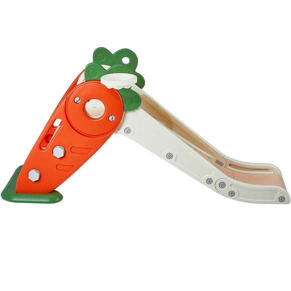 KFFKFF Child's Slide, Suitable for Children Aged 1-12 with Ascendable Steps & Basketball Ring, Indoor/Outdoor Playset for Kids Up to 88lbs, Child's Play Area with Elevated Handgrip