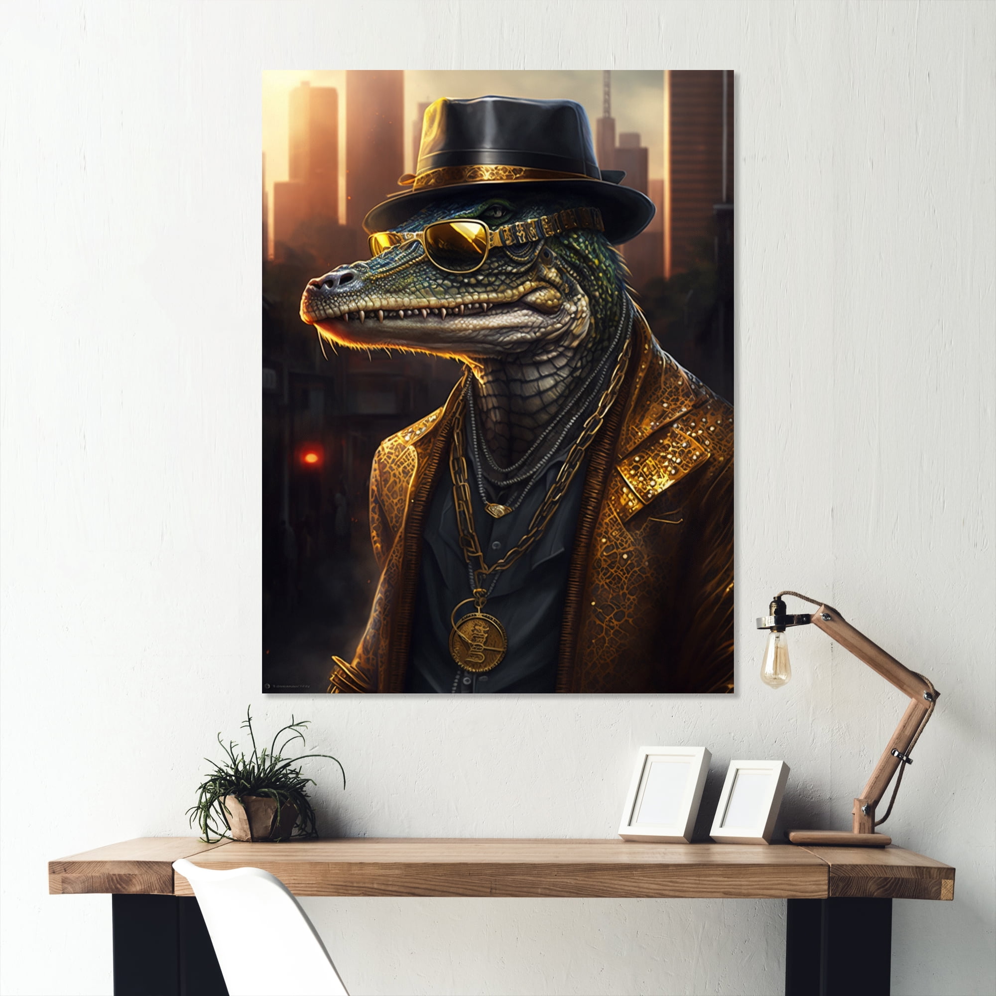 Designart Gangster Reptile I Canvas Wall Art