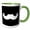 Green/White, variant on 3drose, White Mustache on Black - Ironic Hipster Moustache - Humorous - Fun - Whimsical - Silly - Funny, 11oz Two-tone Red Mug