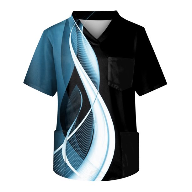 Men's Short Sleeve V Neck Print Chest Pocket Carer TopM