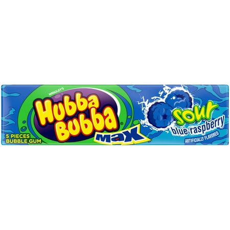 Hubba Bubba Max Sour Blue Raspberry Bubble Gum - 5 Pieces Pack