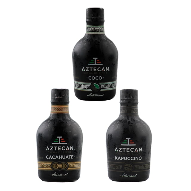 Pack de 3 Cremas de Licor AZTECAN 375 ml (Coco, Cacahuate & Kapuccino)