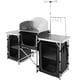 thumbnail image 4 of VEVOR Mesa de cocina para acampar, mesa de cocina plegable para exteriores con bolsa de transporte de almacenamiento, estación de cocina de aluminio con 3 armarios y parabrisas desmontable, configurac, 4 of 5