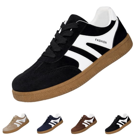 LTTVQM Women's Fashion Sneakers Trendy Classic Comfortable Lace-up Shoes-Gum Sole Platform Shoes Casual Retro Non Slip Tennis Work Sneakers Black 36(US-5.5)