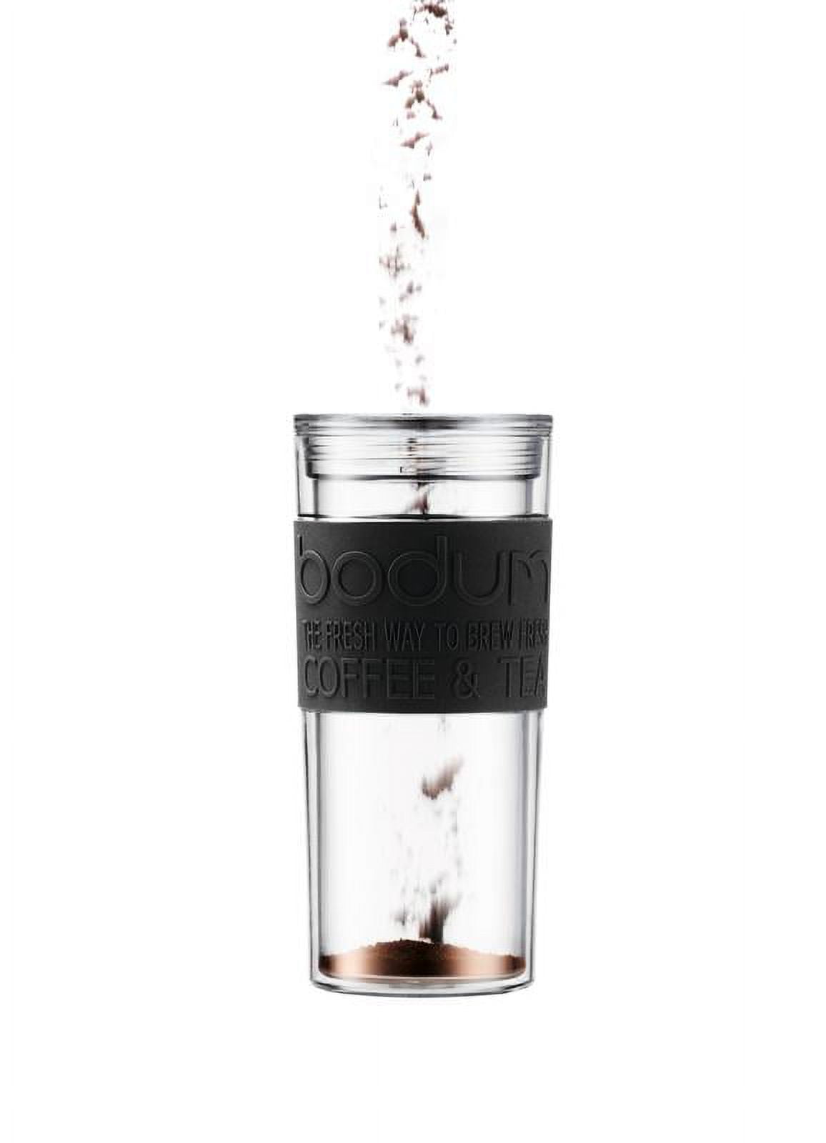 Bodum 15 oz Travel Double Wall French Press Coffeemaker, Plastic, Black and Clear