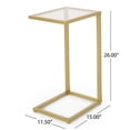 thumbnail image 3 of Mohar Metal Glass Top C-Shaped Side Table, Gold, 3 of 9