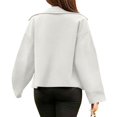 thumbnail image 7 of Women Cropped Button Blazer Short Casual Bomber Wool Blend Jacket Pea Coat Fall Outerwear with Pockets, 7 of 7