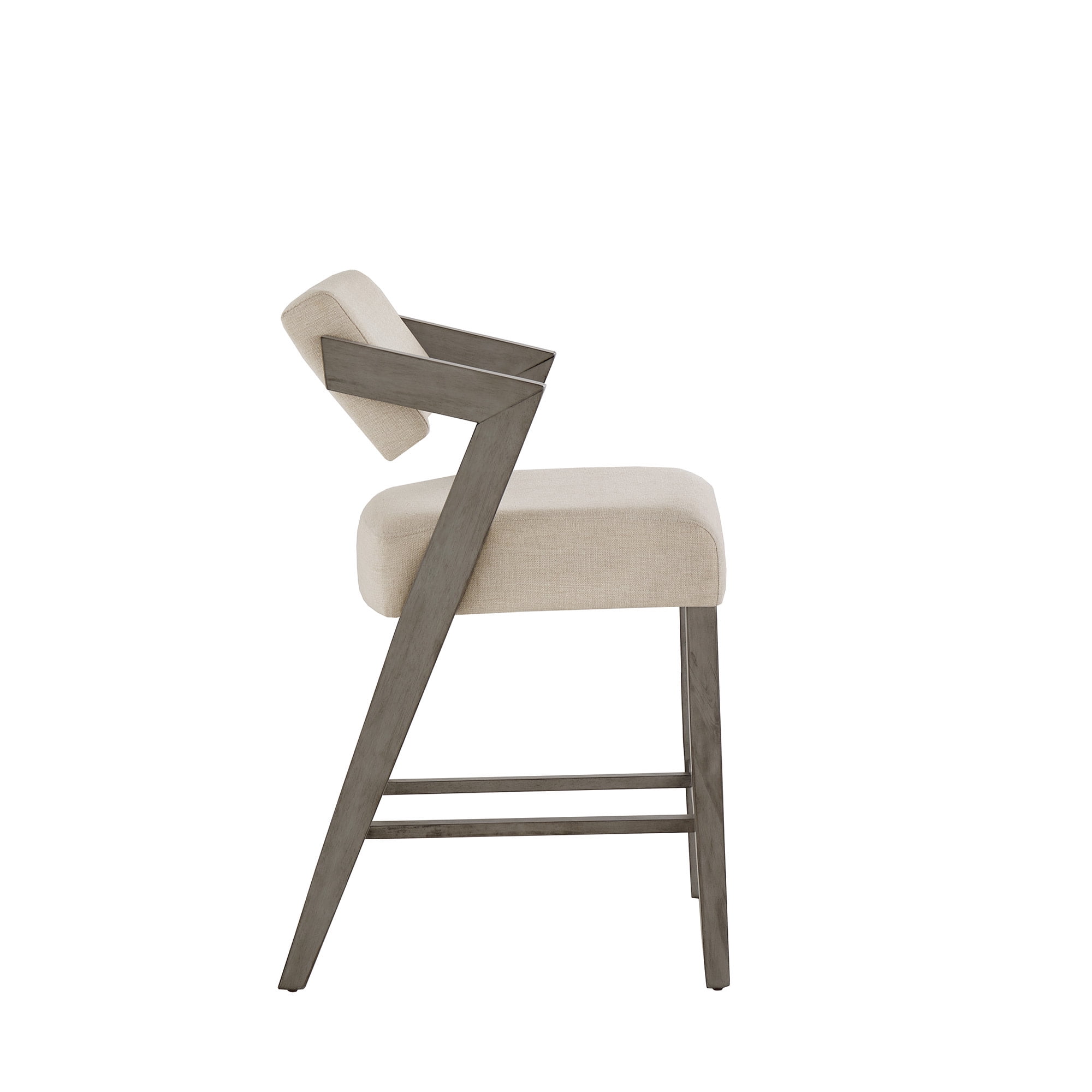 Weston Home Billings Wood Finish Counter Height Chair with Ivory Linen Seat, Aged Gray