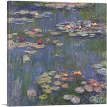 ARTCANVAS Water Lilies 1916 Canvas Art Print by Claude Monet - Size: 26" x 26" (0.75" Deep)