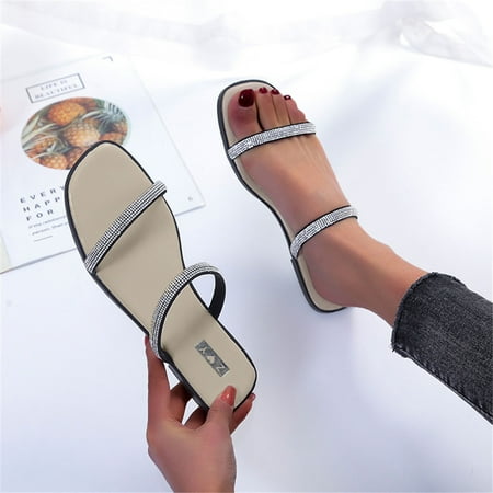 

Women s Shoes Summer Flat Rhinestone Fashion Women s Flip Flop Thin Belt Sandals