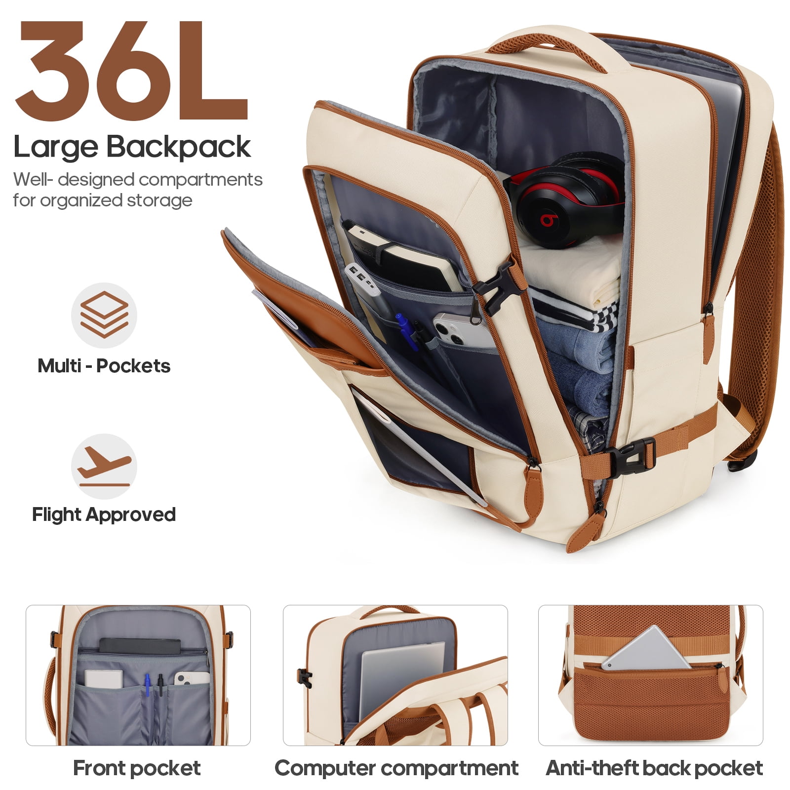 UKEIN Carry On Luggage 20 Inch Hardside Suitcase with YKK Zippers TSA Lock and Spinner Wheels Luggage Sets with Travel Backpack 3 Packing Cubes for Men Women