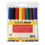 School Smart Washable Markers, Chisel Tip, Assorted Colors, Pack of 8