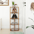 thumbnail image 5 of MoNiBloom Bamboo 5 Tiers 5 Pairs Adjustable Shoes Rack, Storage Stand, Brown, for Entryway, 5 of 11