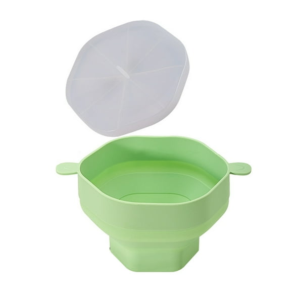 1 Set Popcorn Bowl Food Grade Foldable Large Capacity Heat-resistant Silicone Popcorn Bucket with Lid Kitchen Supplies