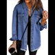 thumbnail image 3 of Chaqueta Vaquera Oversize para Mujer, Camisas Vaqueras Casuales de Larga, Chaqueta Vaquera Desgastada, Conjuntos de 2025. Azul Real XL, 3 of 7