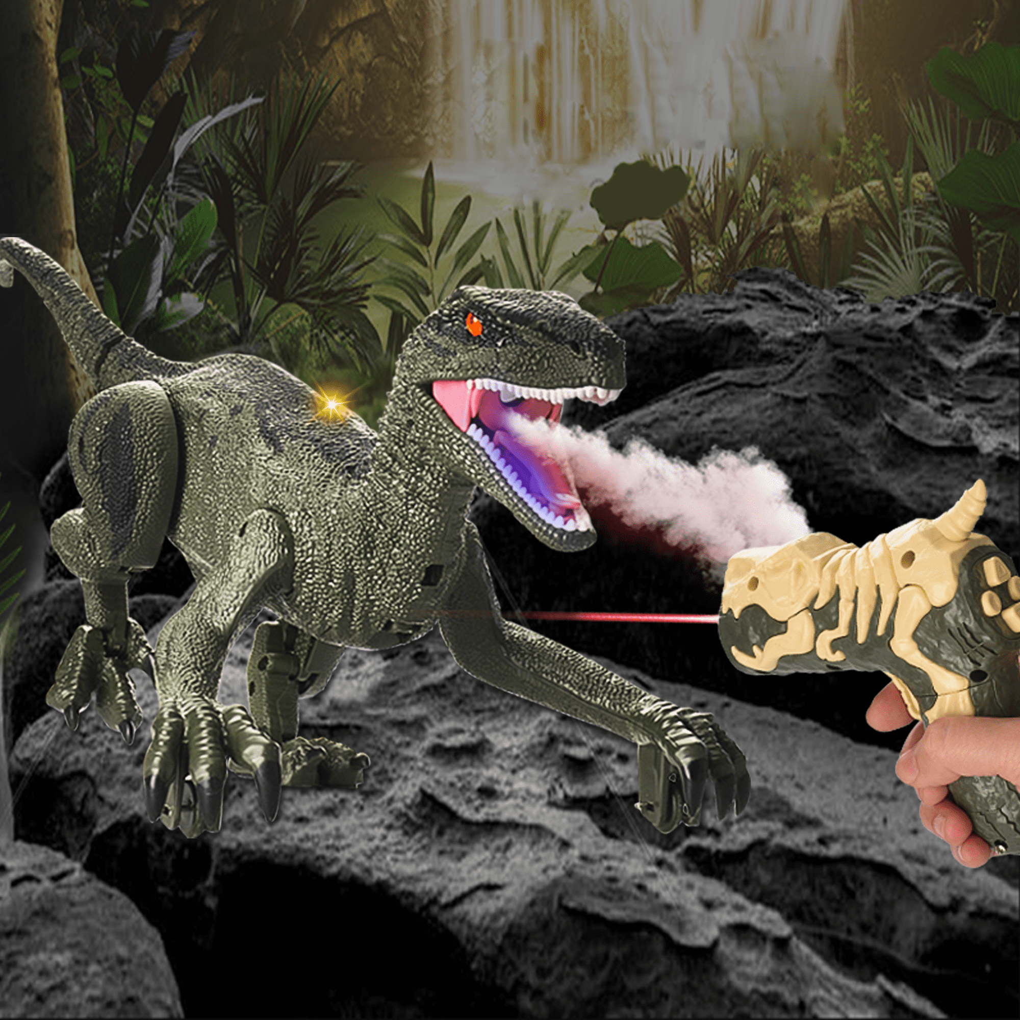Richgv Laser Light Chasing RC Dinosaur Toy for Boys 3-8, Walking