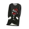 thumbnail image 3 of MHFRRA Hauts à Manches Longues pour Femmes Automne et Hiver Noël Rouge Verre Imprimé Col Rond Chandail Manches Longues Plus Velours sous-Vêtements Thermiques Haut m, 3 of 3