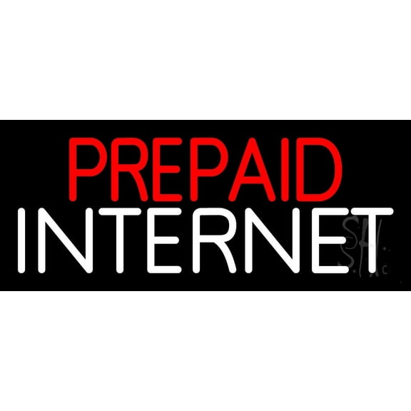 Prepaid Internet LED Neon Sign 10 x 24 - inches, Clear Edge Cut Acrylic Backing, with Dimmer - Bright and Premium built indoor LED Neon Sign for Computer & Electronics store decor.