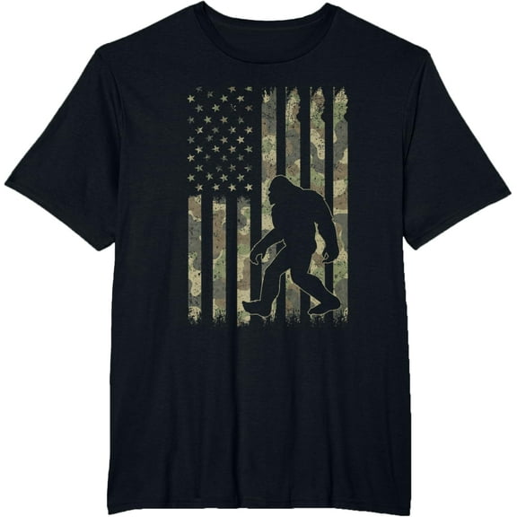 Bigfoot 4th of July American Flag Camo Boys Kids Patriotic T-Shirt