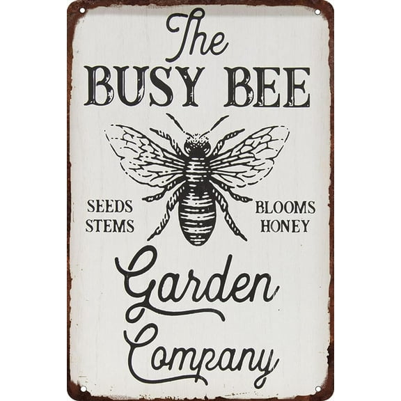 5.5x8 Inch The Busy Bee Garden Blooms Honey Metal Tin Sign Vintage Retro Sign For Home Farm Kitchen Coffee Wall Decor Suitable For Bedroom Restaurant Bathroom Indoor-Outdoor Bar Cafe