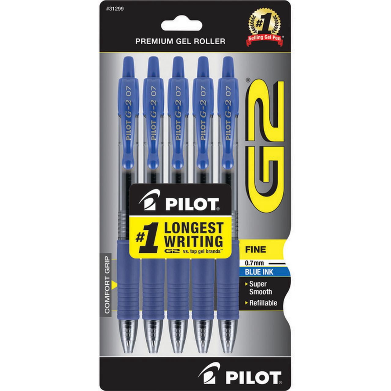 Pilot G2 Retractable Gel Ink Pens, Assorted Point Sizes, Assorted Colors, 5 Count