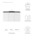 thumbnail image 3 of Sink Vanity Cabinet, Wall Mount, Black White, Ceramic, Melamine, Modern Contemporary, Hotel Bedroom Bathroom Master Suite Guest, 3 of 9