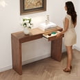 thumbnail image 2 of Elegant Dark Wood Grain Bar Table-50 Inches Long, a Practical Choice for Modern Homes.Dark Wood Grain Texture Sticker,Equipped With Two Drawers.Serving As A Bar Table Or A Desk., 2 of 9