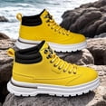 thumbnail image 3 of Men's , Rugged Traction Tread for Urban Strolls, Beach Walks & Hiking (Unisex) & High-Top Ankle Boots - Mustard-Yellow PU Hiking & Casual with PVC Sole, All-Season Outdoor Trekking Boots, 3 of 6