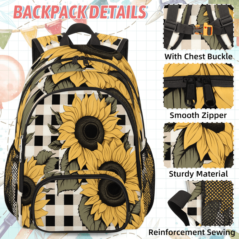 Herdesigns Sunflower Large Backpack Set with Lunch Box  display picture 3