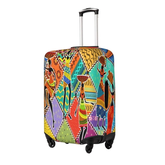 Fuzoiu Dancing African Womans Print Suitcase Cover,Washable Luggage Covers for Suitcase,Elastic Luggage Protector Cover,Scratch Resistant Travel Suitcase Covers-Small