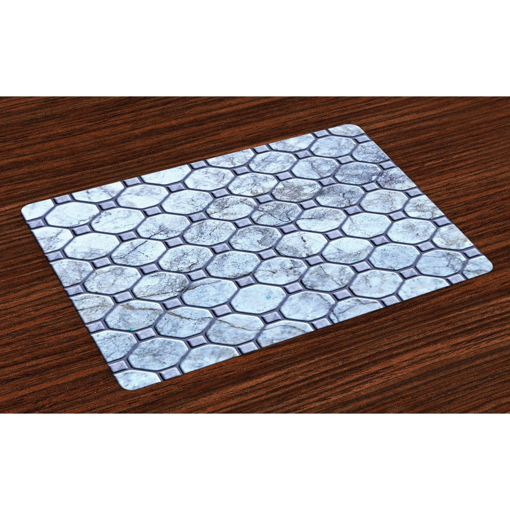 Marble Placemats Set of 4 Retro Marble Tiled Spiral and Round Circular
