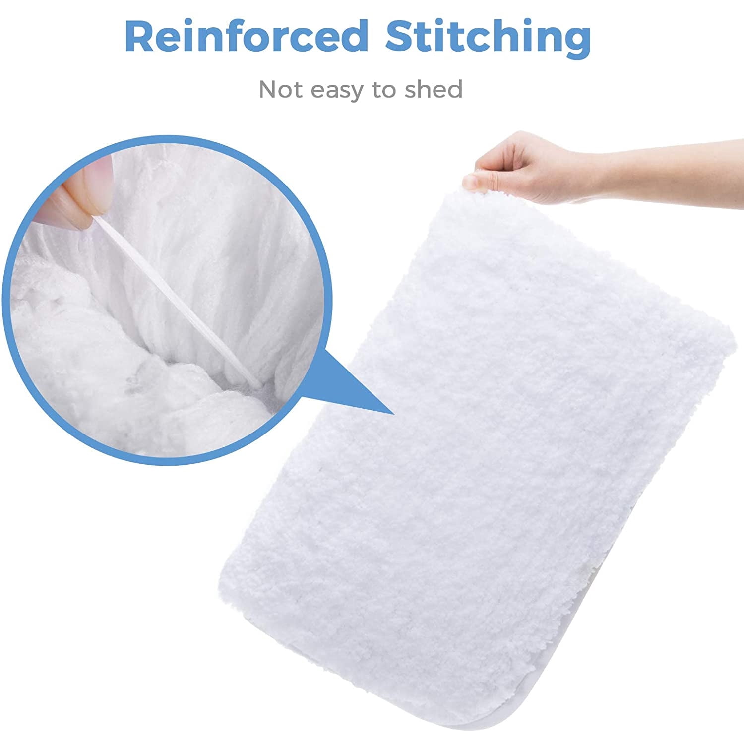 Large White Bathroom Rugs, 24"×47" Absorbent Shaggy Shower Mat, Microfiber Bath Mats for Bathroom, Luxury Bathroom Floor Mats Rubber Back
