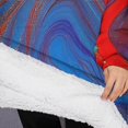 thumbnail image 3 of Oversized Wearable Blanket Hoodie,Blue Red Gold Marble Pattern Sherpa Blanket Hoodie with Super Pockets,Super Warm Fuzzy Pullover for Women & Men, 3 of 6