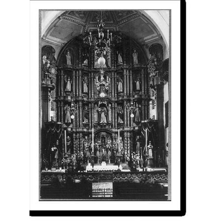 Historic Print, High altar, Iglesia de Santo Domingo, Puebla, Mexico, 18" x 24"