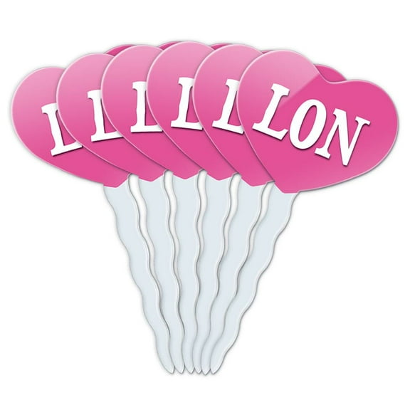 Lon Heart Love Cupcake Picks Toppers - Set of 6