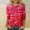 Red, variant on Graphic Tees for Women T-Shirts Women's Spring/Summer Casual Round Neck 3/4 Sleeve TShirt with Gradient Pattern Print Top Red M