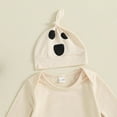 thumbnail image 7 of XIMIN Newborn Boy Halloween Outfit Mama's Little Boo Romper Ghost Embroidery Oversized Sweatshirt Halloween Baby Clothes Long Pants & Hat 3Pcs Clothes Set, 7 of 7