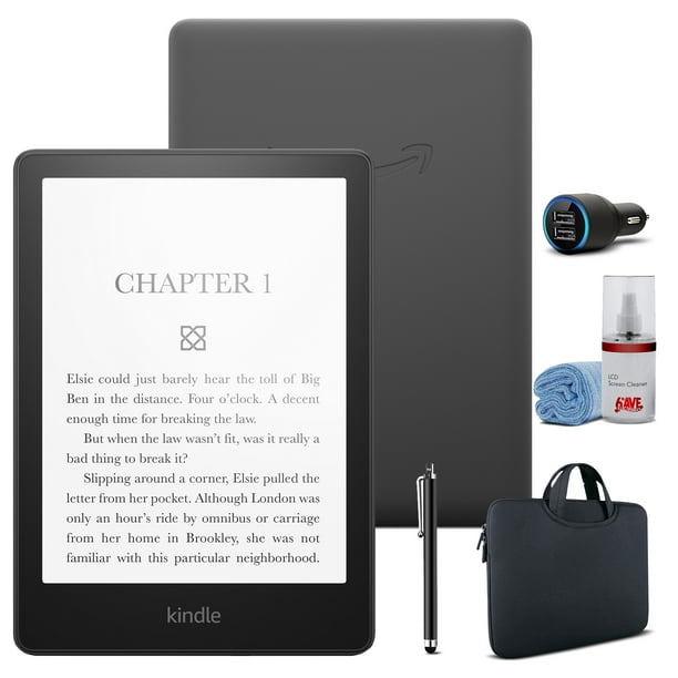 Kindle Paperwhite 6,8 8 Go E-Reader (2021) - Ensemble noir avec  pochette à fermeture éclair + adaptateur de voiture USB + stylet +  nettoyeur d'écran 