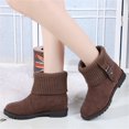 thumbnail image 4 of Oyedens Winter Ankle Boots for Women Thermal Plush Lined Knit Snow Ankle Booties Casual Mid Calf Boots, 4 of 6
