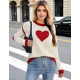 thumbnail image 2 of Sweaters for Women Heart Print Valentines Day Crewneck Color Block Knitted Pullover Sweaters Warm Long Sleeve Jumper Tops Alsol Lamesa, 2 of 6