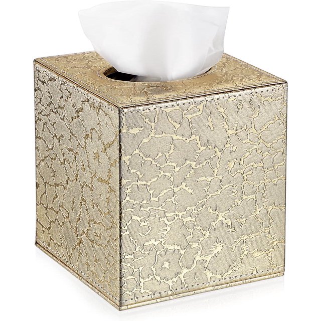 Cubierta De La Caja Del Titular Del Papel De Seda Del Cuero De La Pu - Oro
