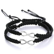 TIANBEN 2Pcs Women Men Handmade Infinity Forever Lovers Friendship Family Braided Couple Link Strentch Bracelets