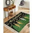 thumbnail image 5 of Black Green Christmas Area Rug 4x6 Living Room Rug with Tassel Woven Cotton Entryway Rugs Washable Bedroom Rugs Aesthetic Nursery Carpet Xmas Tree Stars Snowflake Winter Floor Mat for Laundry Room, 5 of 5