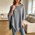 thumbnail image 5 of WULMLEO Womens Knitted Poncho Sweaters Solid Soft Asymmetrical Tops Pullover Warm Lightweight Shawl Wraps Cape Gray M, 5 of 6
