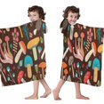 thumbnail image 4 of Colorful Mushroom Floral Brown Pattern Hooded Bath Towel，60"x35" for Ages 3 To 12 Kids, Quick Dry Lightweight Soft Microfiber Hood Beach Towel Cover Up for Kids, 4 of 7