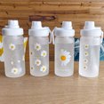 thumbnail image 4 of Toystoory Botella de agua 600ml Taza de agua helada de flores Botella de agua portátil de plástico con pajita, 4 flores Teteras una flor, 4 of 6